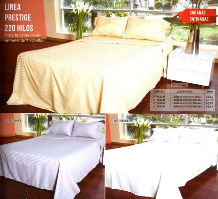 SABANA SATINADAS 220 HILOS ( Linea Prestige )